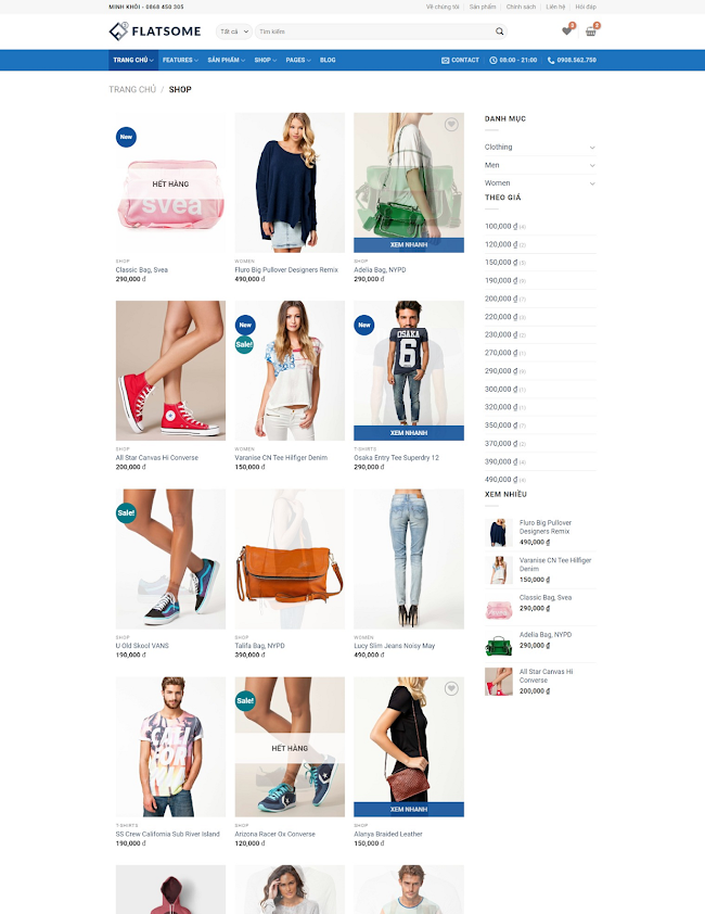 Giao diện web bán hàng cao cấp Flatsome